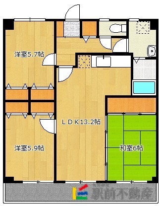 筑紫野市筑紫駅前通のマンションの間取り