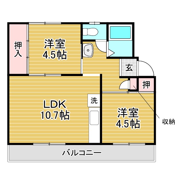 ドミールサニー君影２号棟の間取り