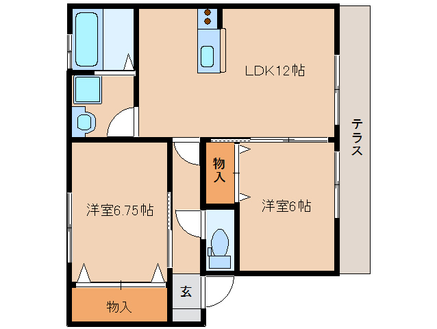 奈良市七条のアパートの間取り