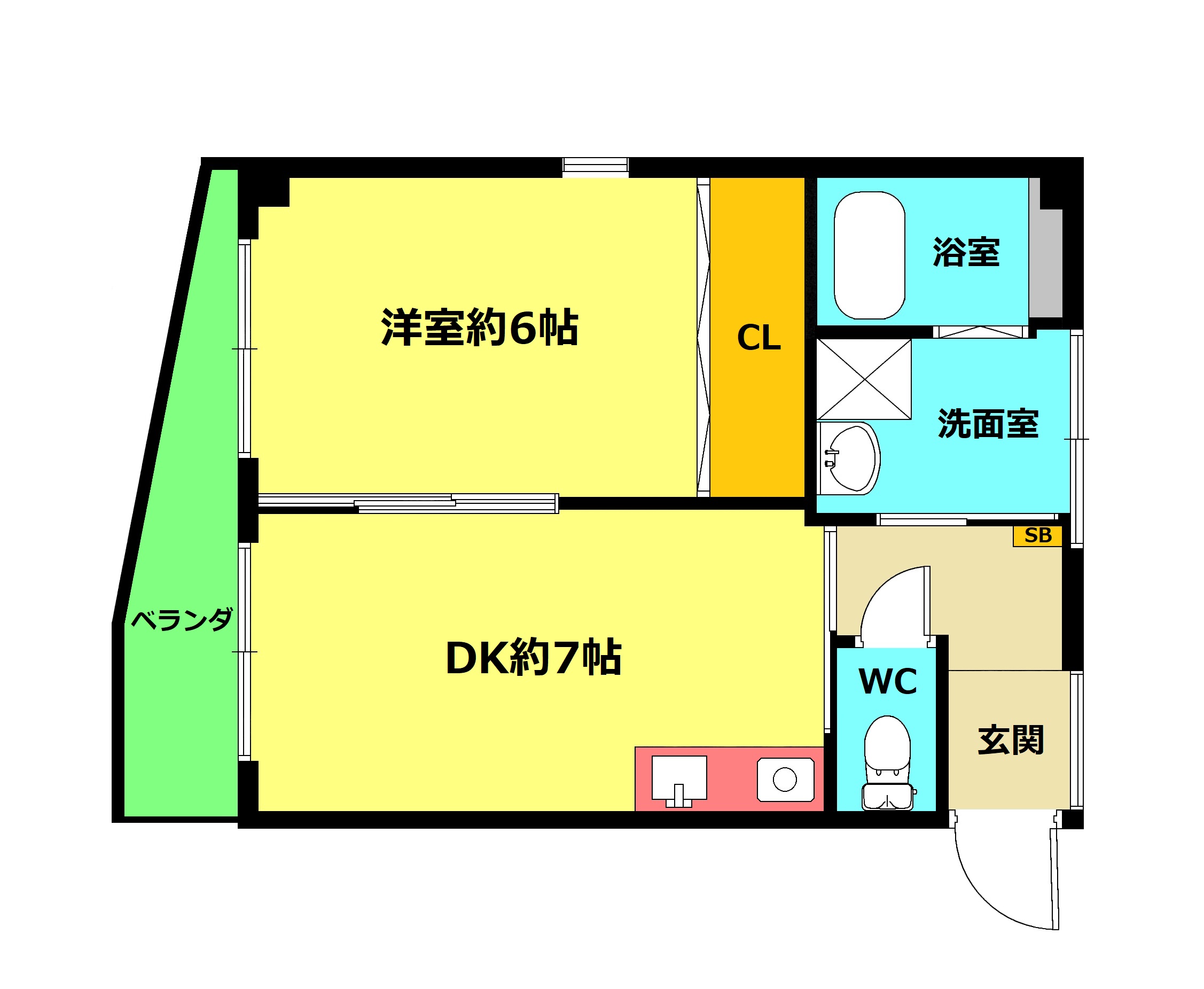 京阪本線 枚方市駅 徒歩25分 3階建 築42年の間取り写真