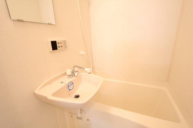 洗面設備　洗面台に鏡もついてます