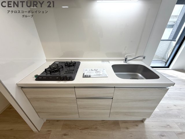 キッチン　２口ガスコンロ付きのキッチン