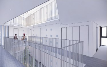 建物外観　共用廊下吹き抜けイメージです