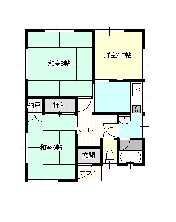 長井市緑町貸家の間取り写真