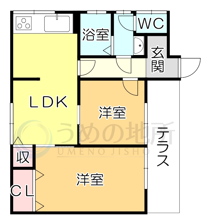 ＪＲ久大本線 南久留米駅 徒歩29分 1階建 築56年の間取り写真