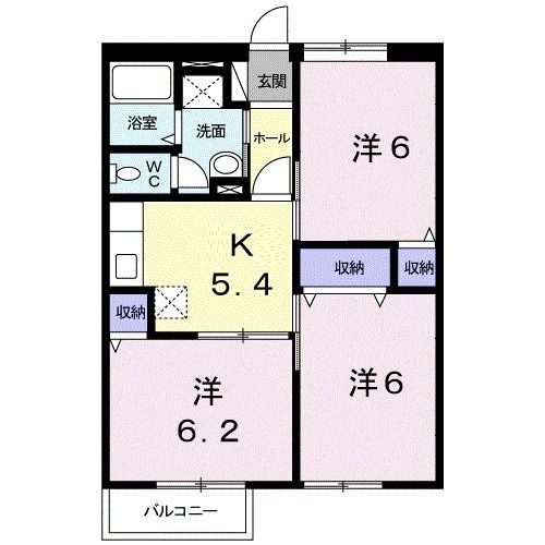 大牟田市大字橘のアパートの間取り