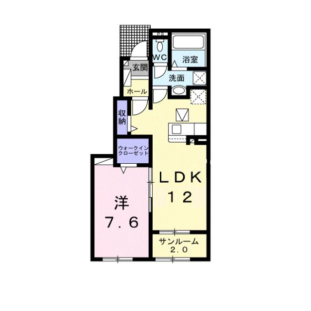 八代市鏡町内田のアパートの間取り