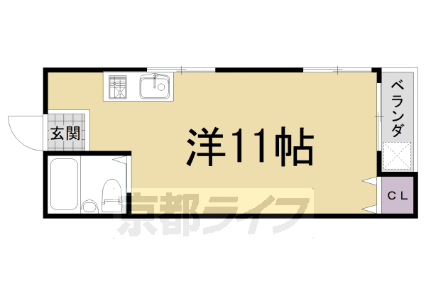 【京都市左京区北白川下池田町のマンションの間取り】