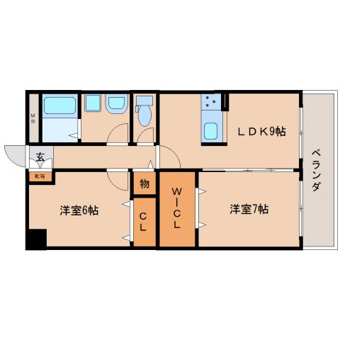 橿原市縄手町のマンションの間取り