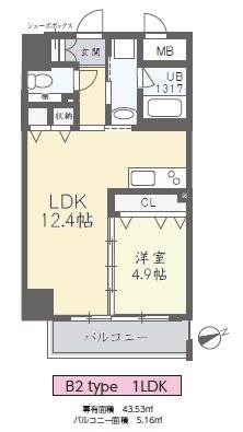 神戸市中央区布引町のマンションの間取り