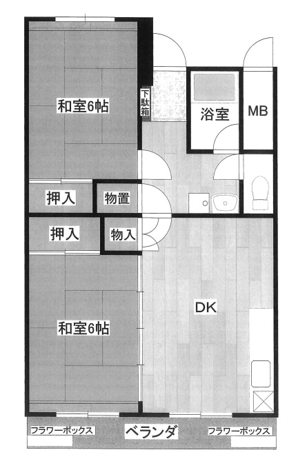 九品寺Ａ団地２号棟 208号の間取り