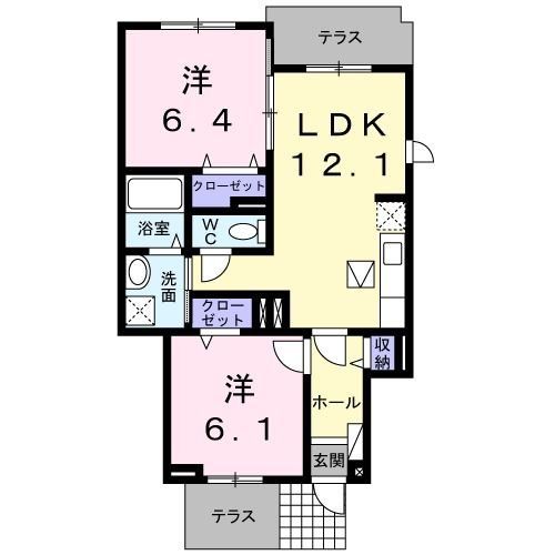 比企郡滑川町大字月輪のアパートの間取り