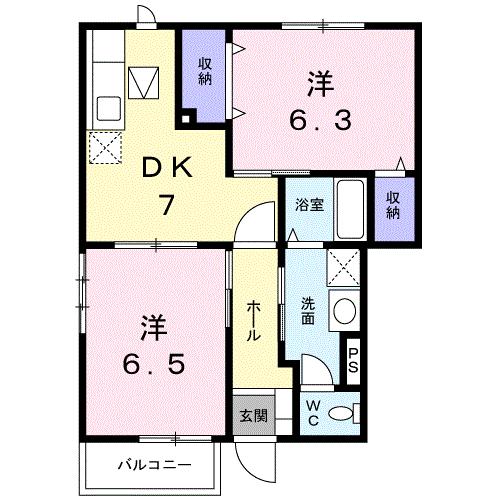 高松市国分寺町新居のアパートの間取り