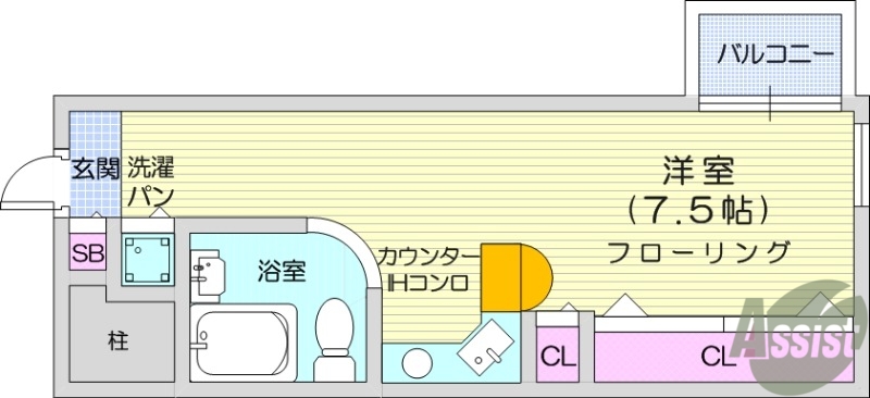 【仙台市宮城野区新田のマンションの間取り】