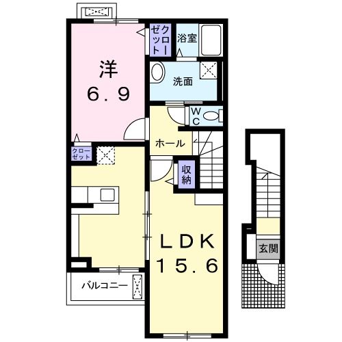 泉佐野市上之郷のアパートの間取り