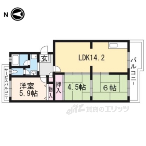 湖南市岩根のマンションの間取り