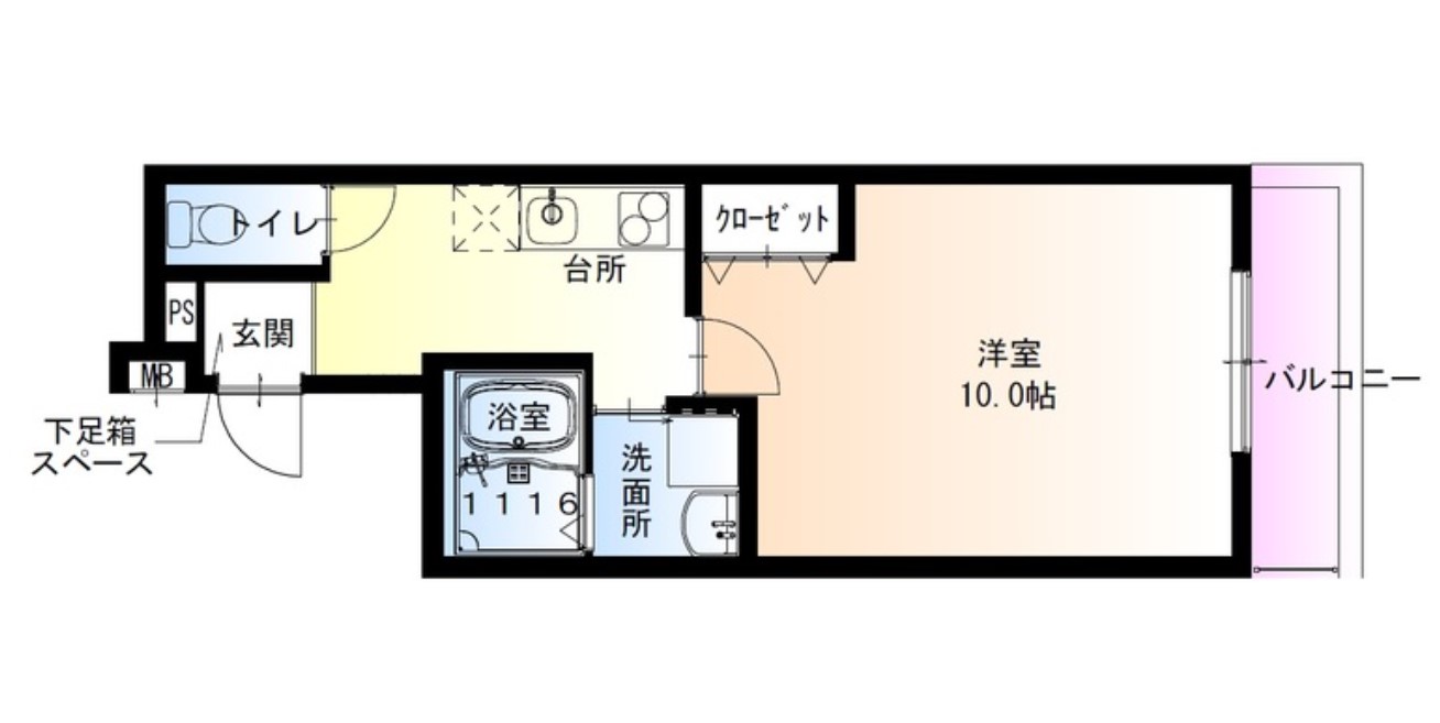 東大阪市友井のアパートの間取り