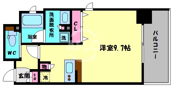 大阪市中央区高麗橋のマンションの間取り