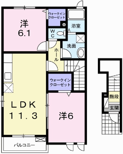 姫路市余部区下余部のアパートの間取り