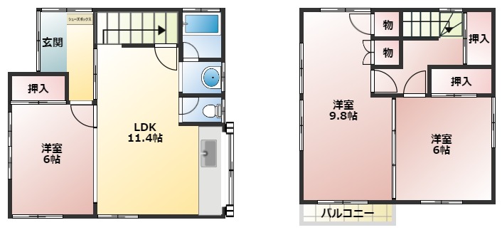 【古ヶ崎二丁目貸家の間取り】