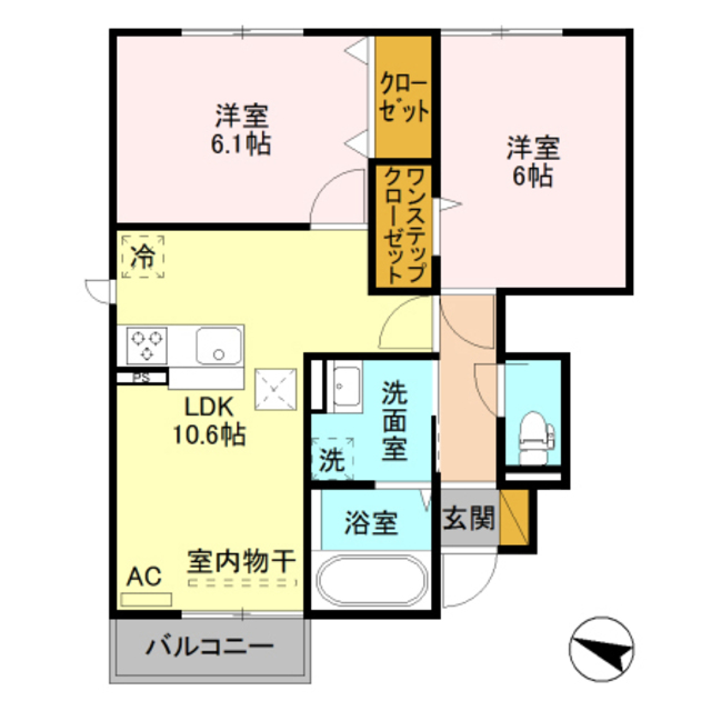 新潟市中央区親松のアパートの間取り