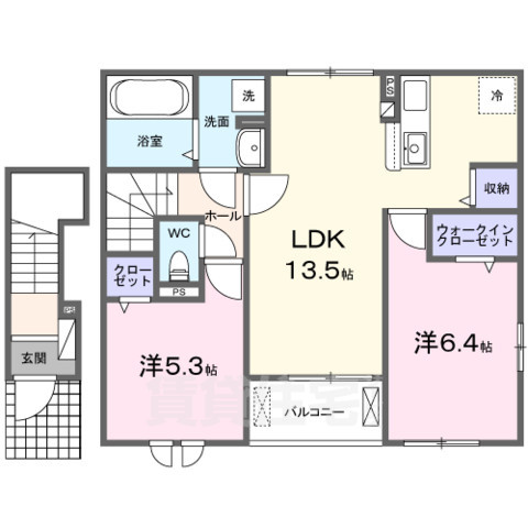 京都市右京区西院日照町のアパートの間取り