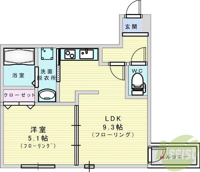 大阪市東淀川区北江口のアパートの間取り