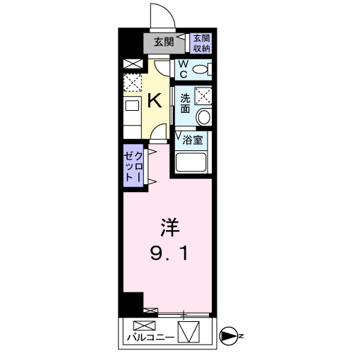 岡山市北区東島田町のマンションの間取り