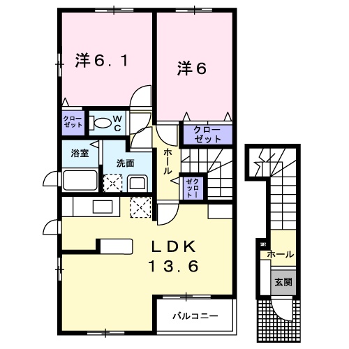 西脇市高田井町のアパートの間取り