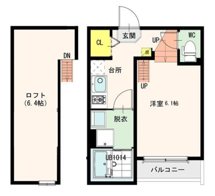 大阪市西淀川区千舟のアパートの間取り