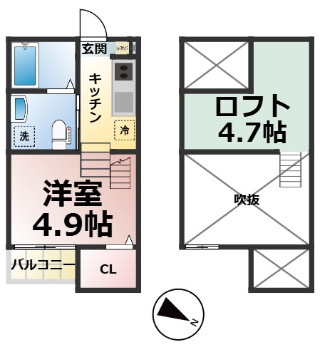 名古屋市瑞穂区内浜町のアパートの間取り