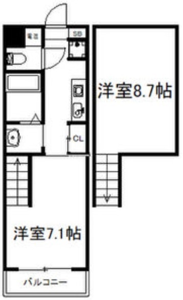 堺市堺区南瓦町のマンションの間取り