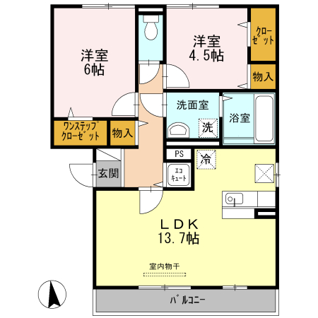 羽曳野市古市のアパートの間取り