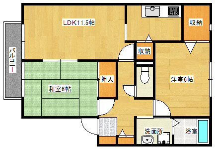 広島市南区向洋新町のアパートの間取り