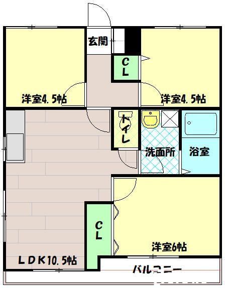 立川市砂川町のマンションの間取り