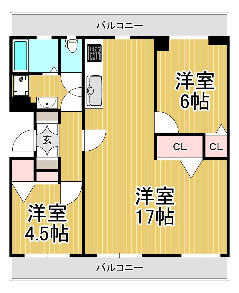 鴨池ニュータウンサンハイツ３号棟の間取り