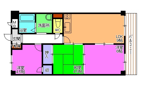 加古川市加古川町北在家のマンションの間取り