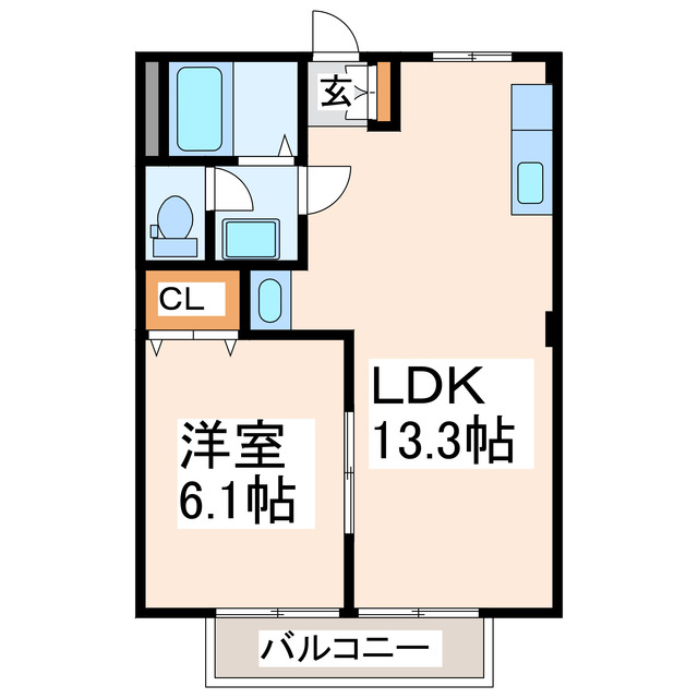 宇城市松橋町西下郷のアパートの間取り