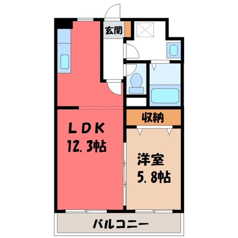 宇都宮市下岡本町のアパートの間取り