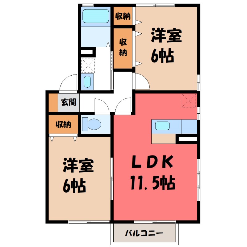 アベリアタウン Bの間取り