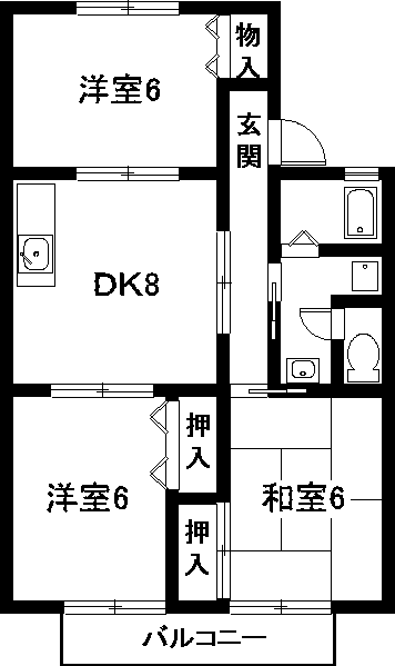 名古屋市中川区中須町のアパートの間取り