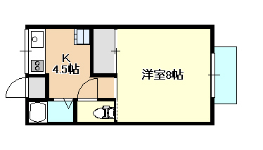 【岡山市南区福富西のアパートの間取り】