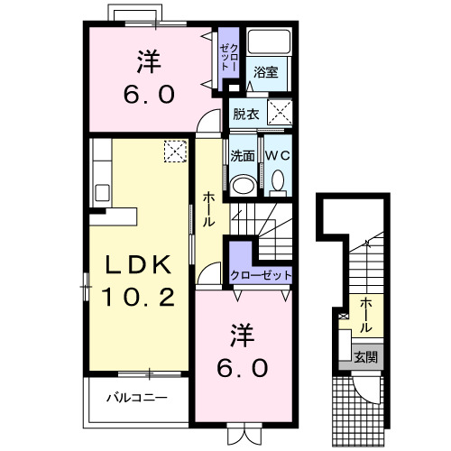 富山市八尾町黒田のアパートの間取り