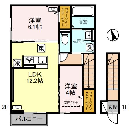 【倉敷市神田のアパートの間取り】