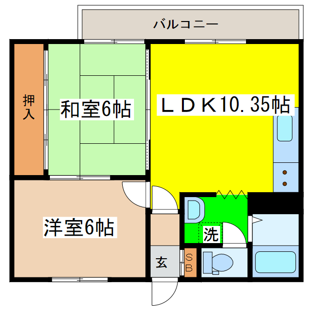 フラワーハイツ（愛国東）の間取り