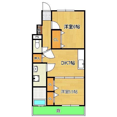 直方市大字感田のアパートの間取り