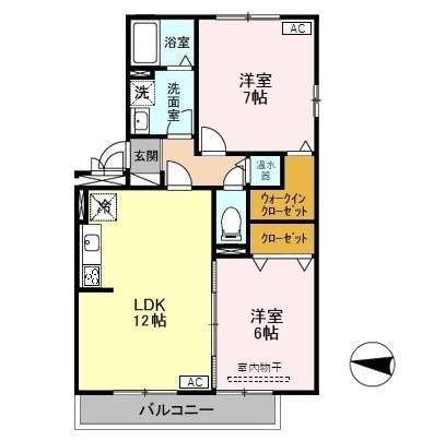 新潟市東区空港西のアパートの間取り