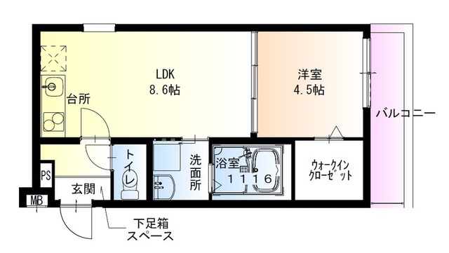 【東大阪市友井のアパートの間取り】