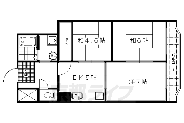 京都市上京区亀屋町のマンションの間取り