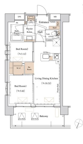 大田区仲池上のマンションの間取り